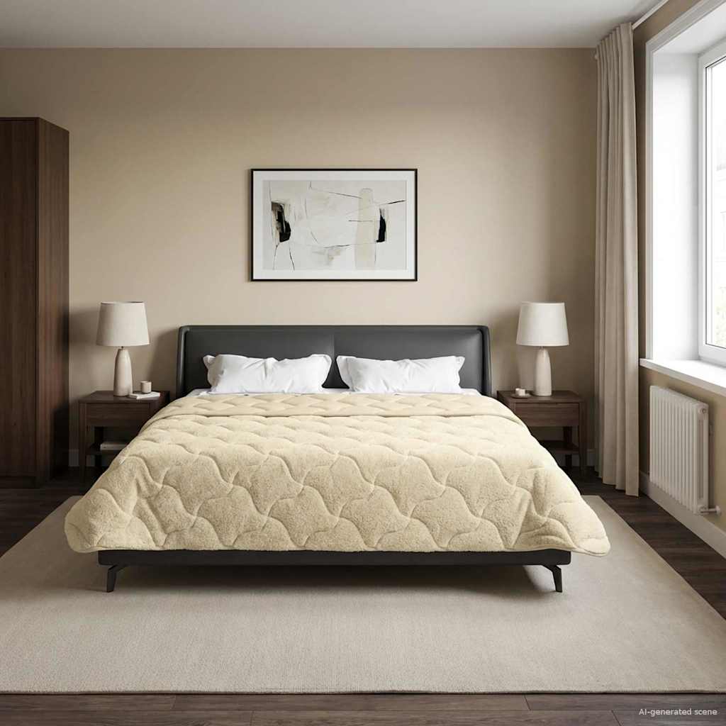 vidaXL Zimowa Kołdra Kremowy 220 x 260 cm Mikrofibra i Fleece Teddy