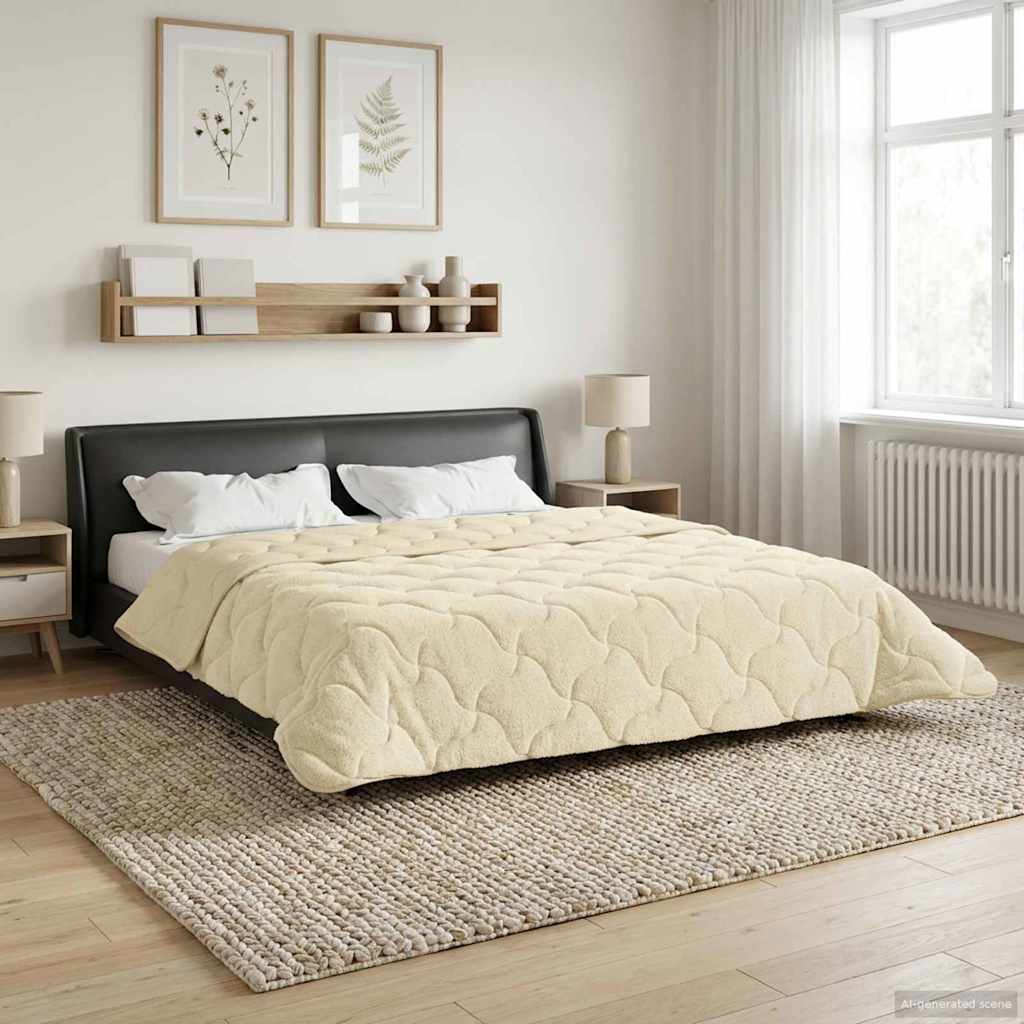 vidaXL Zimowa Kołdra Kremowy 240 x 260 cm Mikrofibra i Fleece Teddy