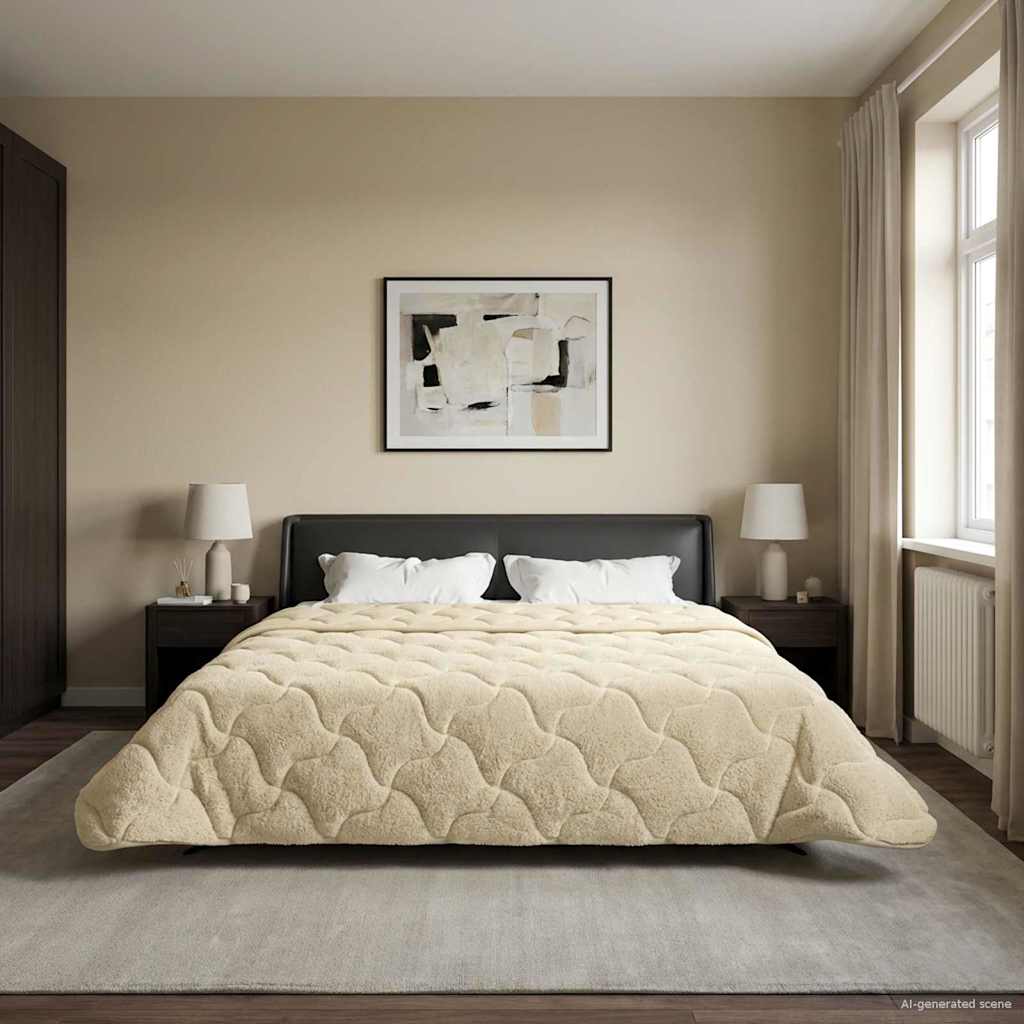 vidaXL Zimowa Kołdra Kremowy 240 x 260 cm Mikrofibra i Fleece Teddy