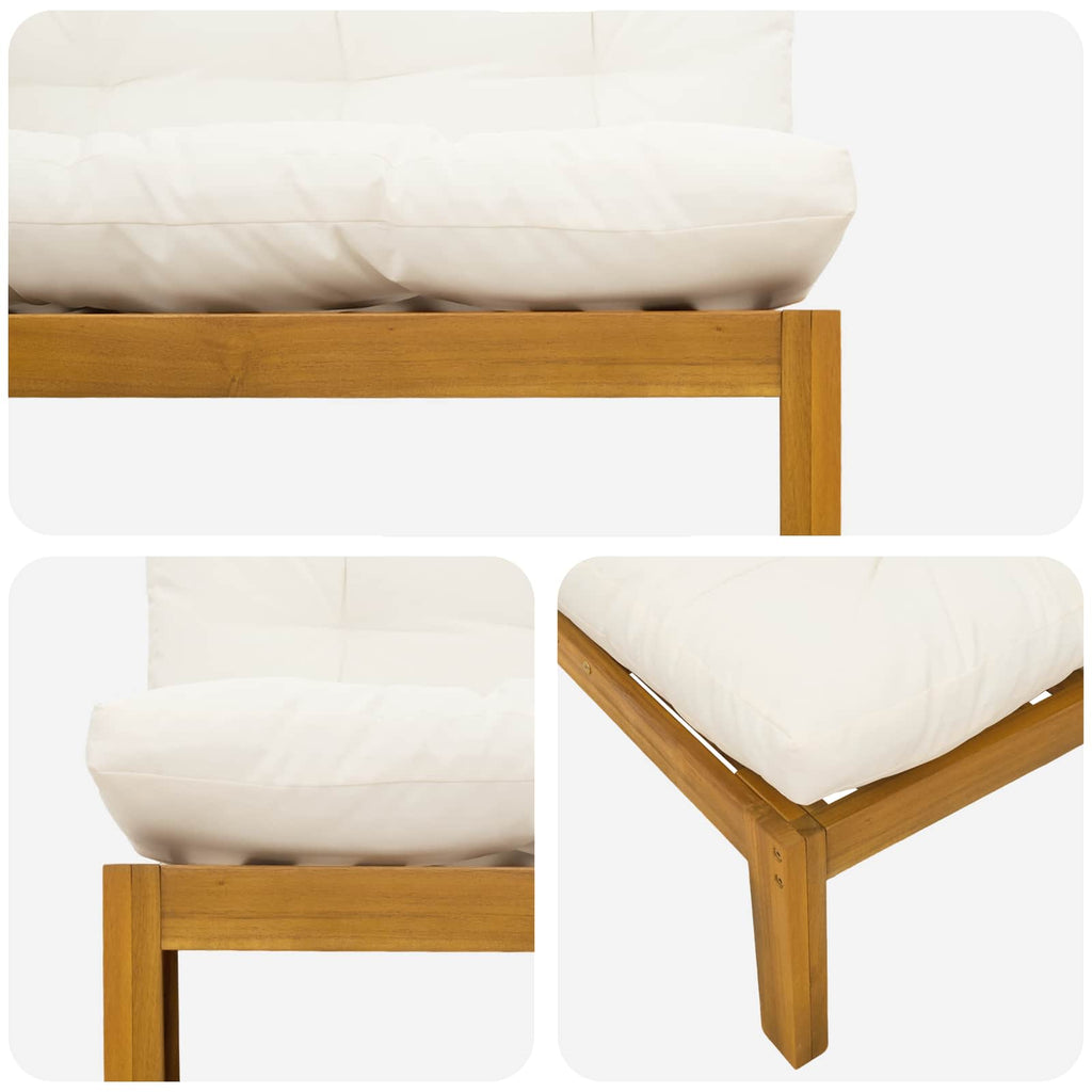 vidaXL Sofa Środkowa do Ogrodu Naturalny i Kremowy Biały