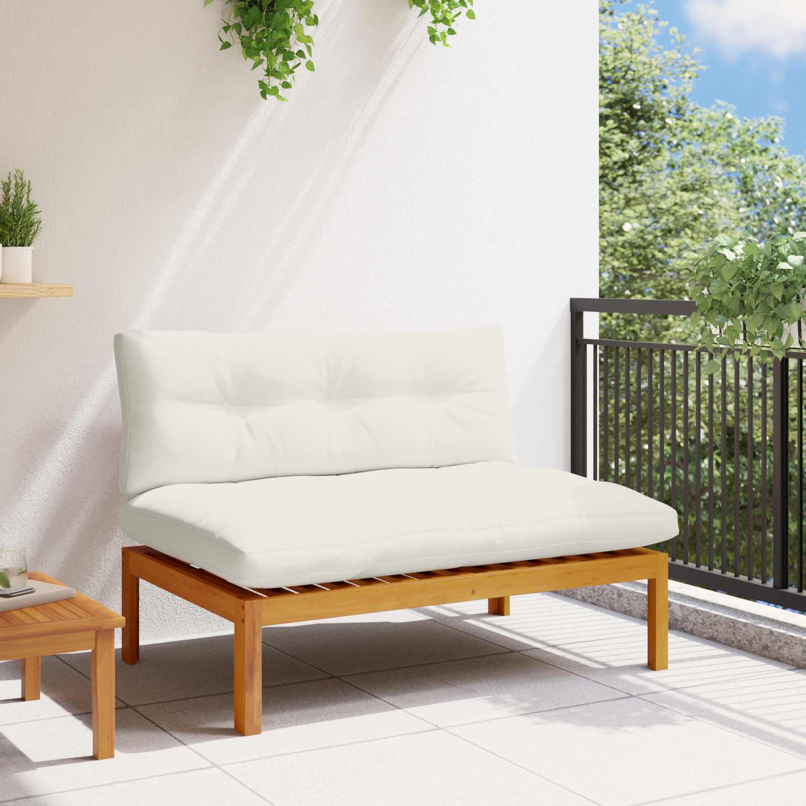 vidaXL Sofa Środkowa do Ogrodu Naturalny i Kremowy Biały