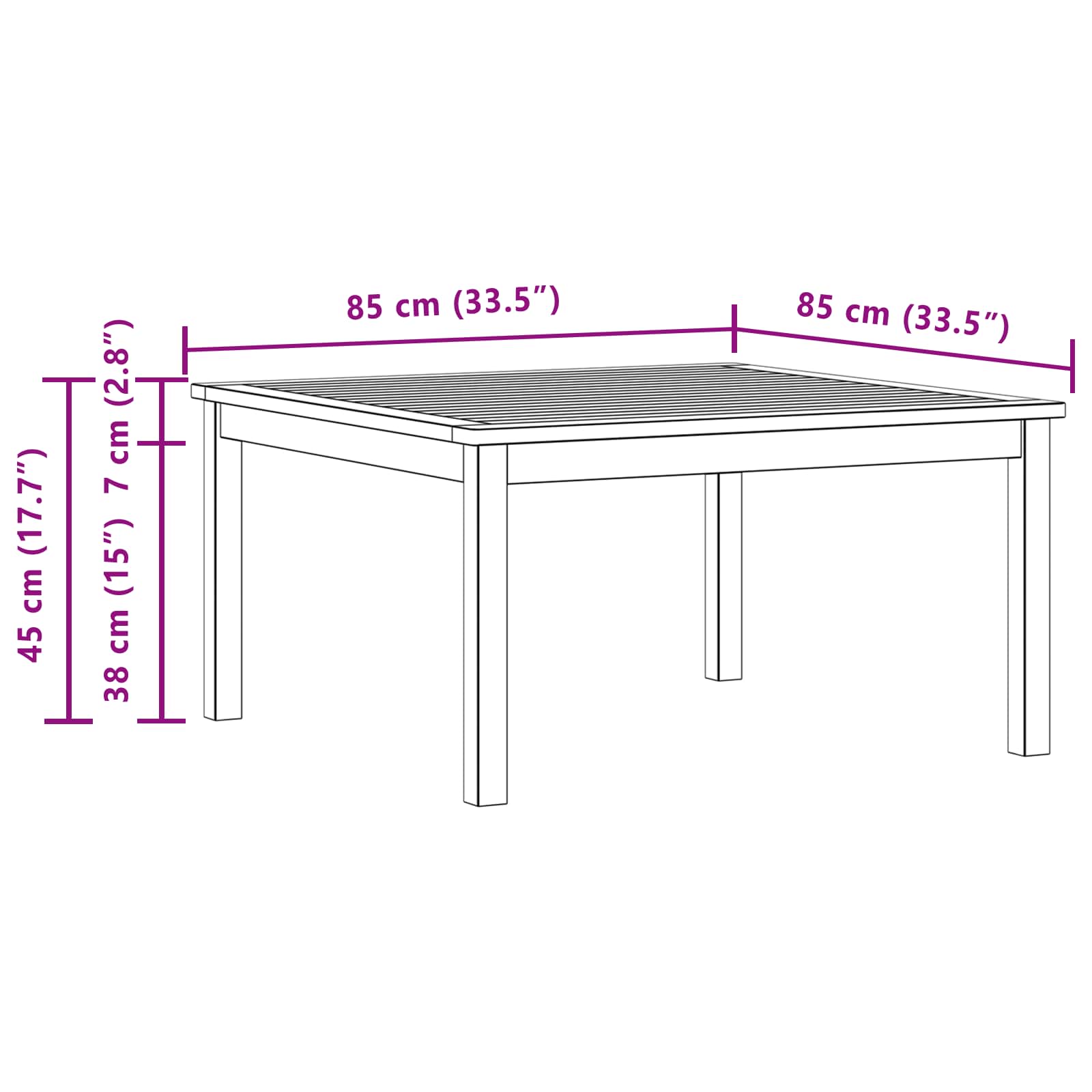 vidaXL Stolik kawowy Jasna akacja 85 x 85 x 45 cm Lite Drewno Akacji