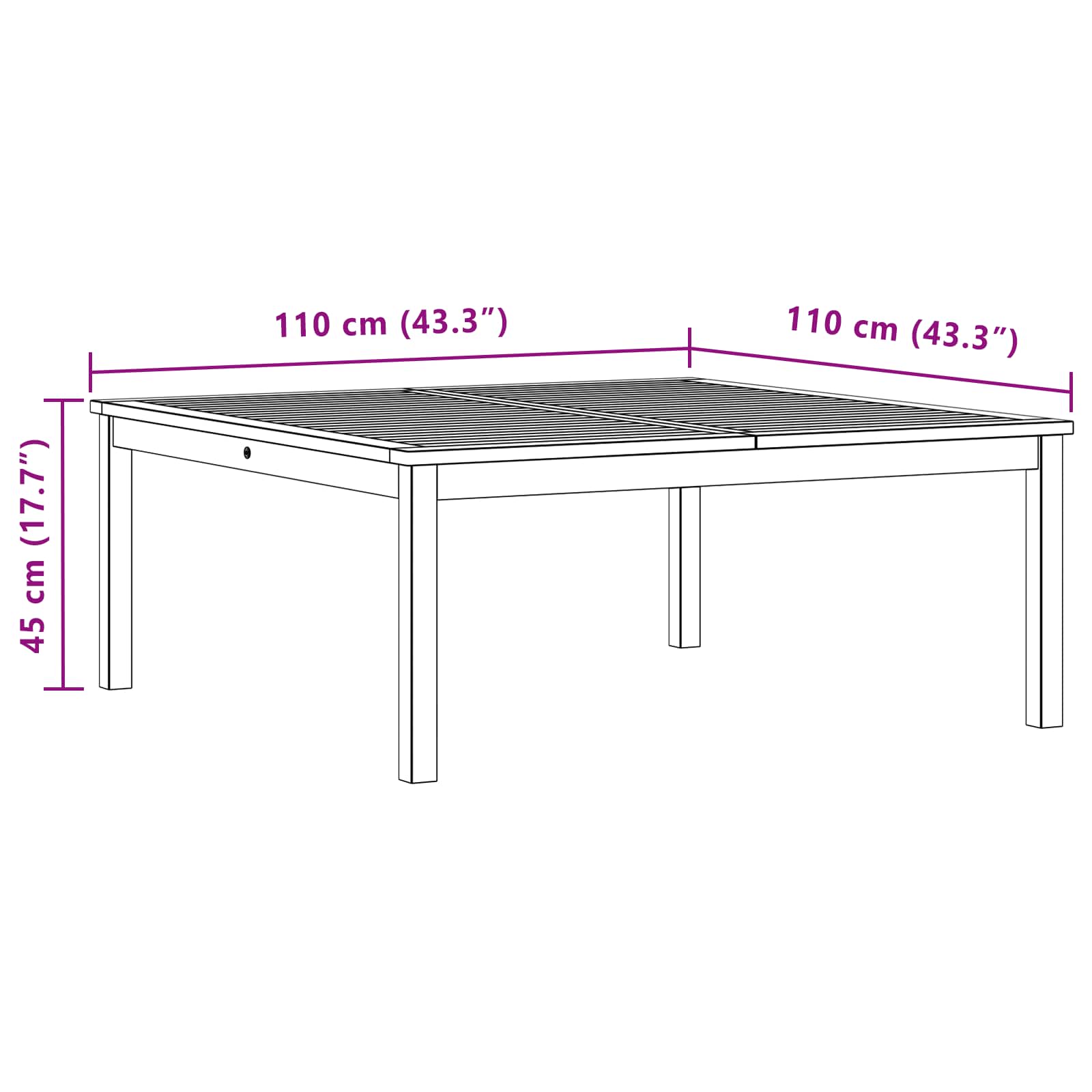 vidaXL Stolik kawowy Jasna akacja 110 x 110 x 45 cm Lite Drewno Akacji
