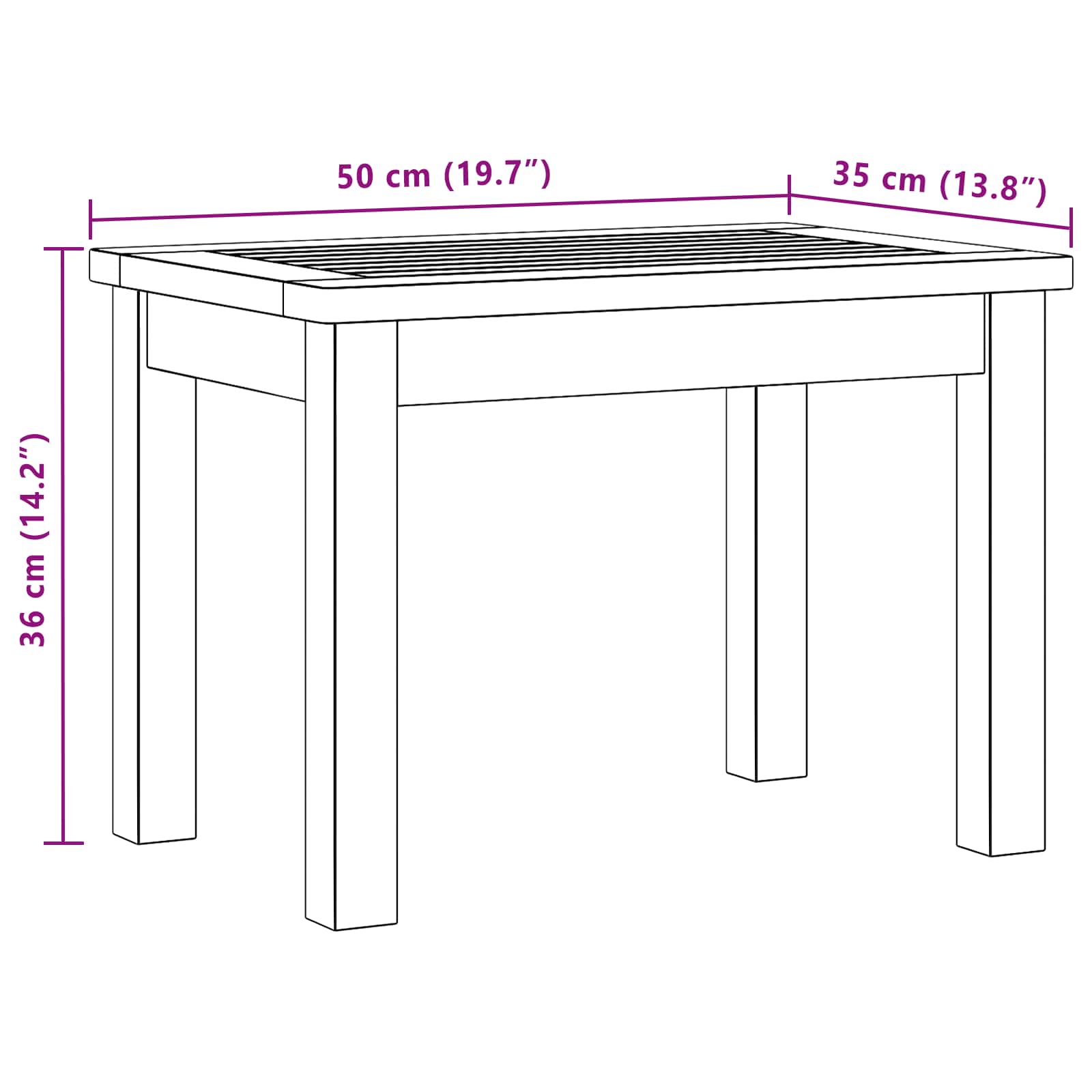 vidaXL Stolik kawowy Jasna akacja 50 x 35 x 36 cm Lite Drewno Akacji