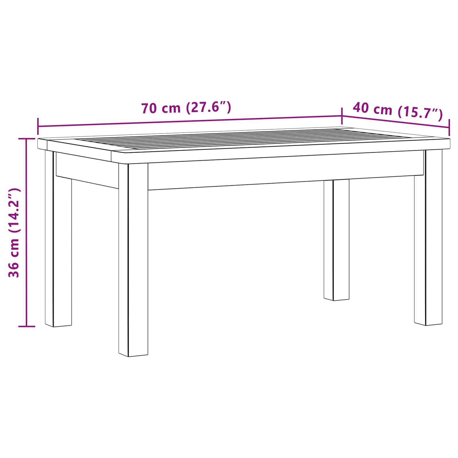 vidaXL Stolik kawowy Jasna akacja 70 x 40 x 36 cm Lite Drewno Akacji