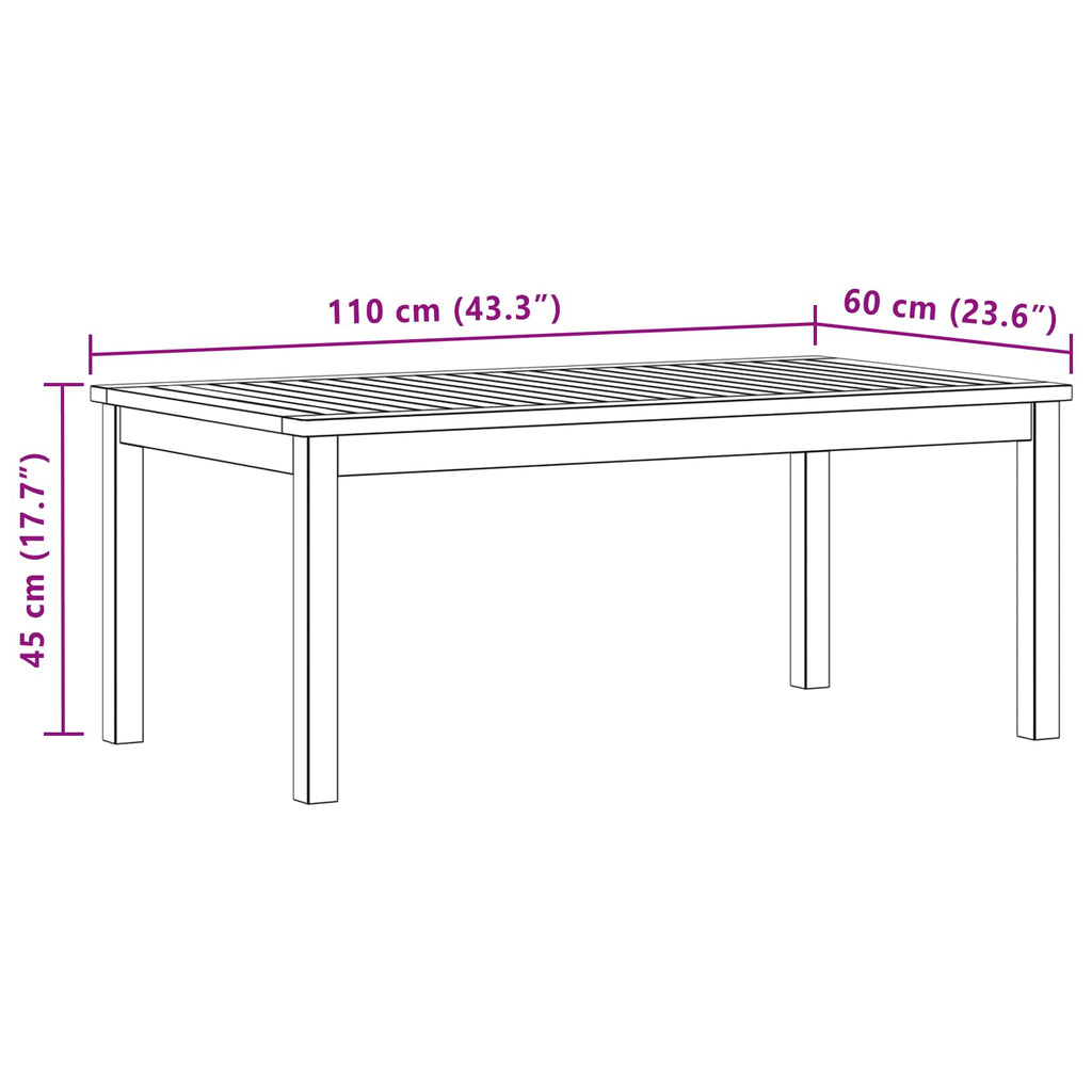 vidaXL Stolik kawowy Jasna akacja 110 x 60 x 45 cm Lite Drewno Akacji
