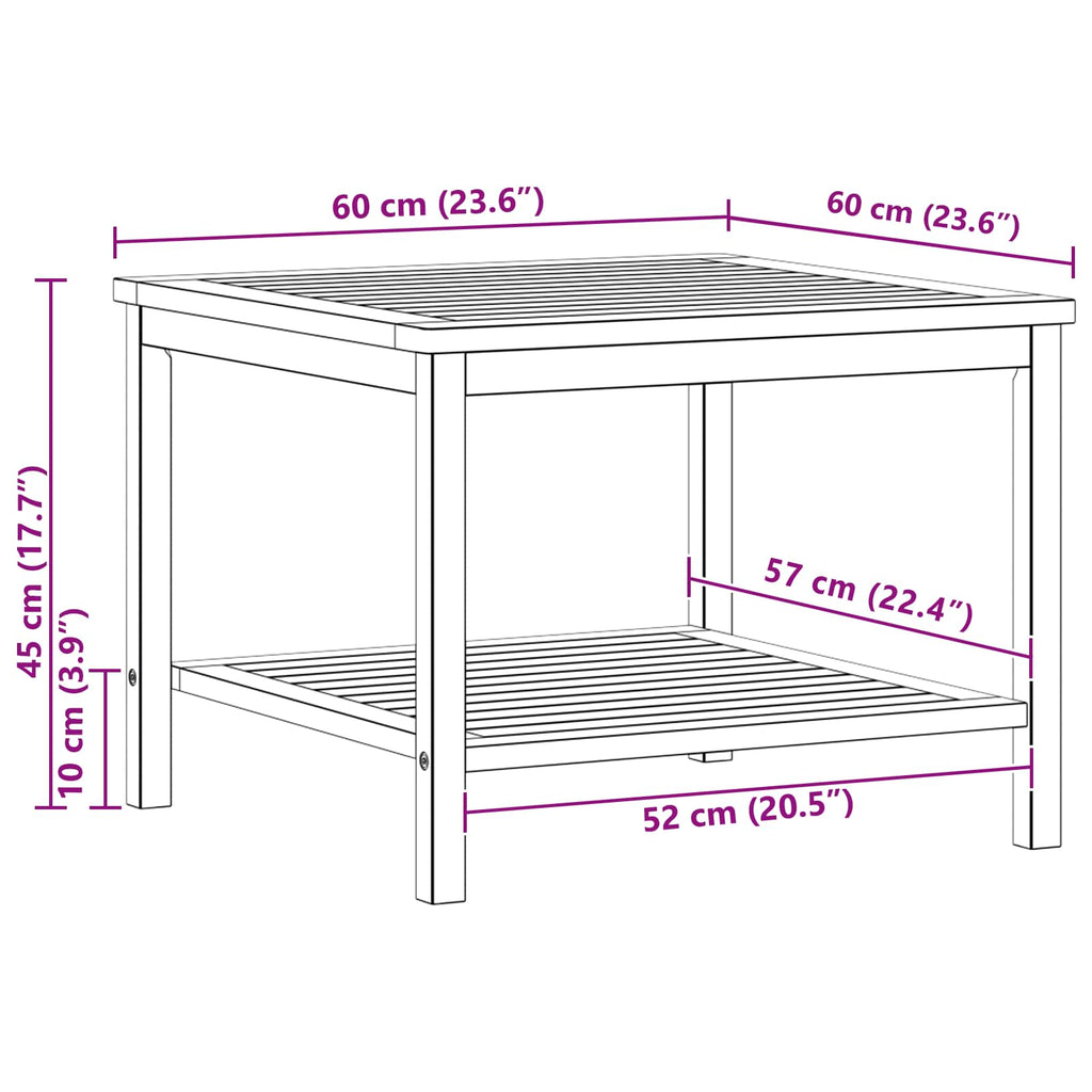vidaXL Stolik boczny Olej Naturalny 60 x 60 x 45 cm Lite Drewno Akacji