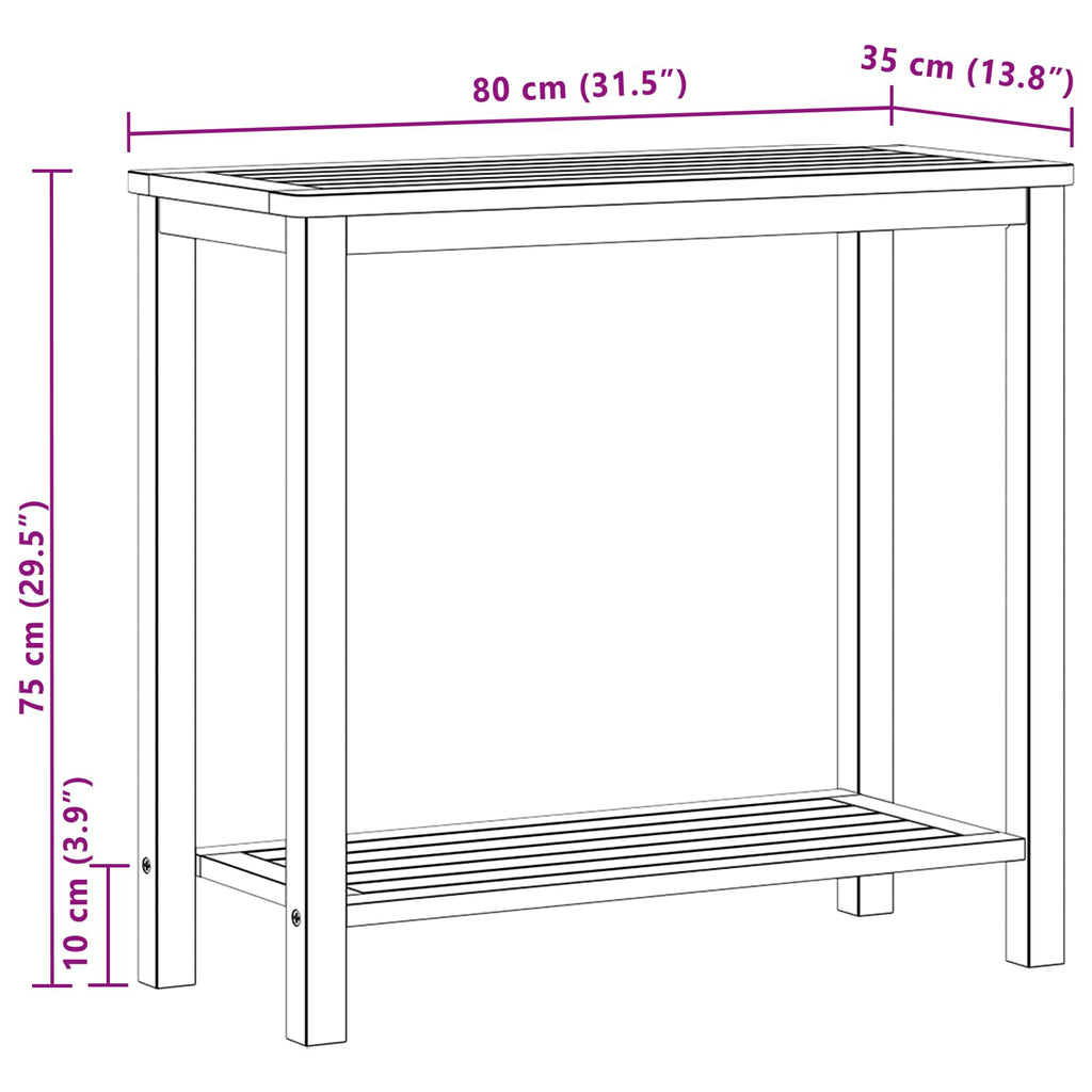 vidaXL Stół konsolowy do ogrodu z półką Jasna akacja 80 x 35 x 75 cm