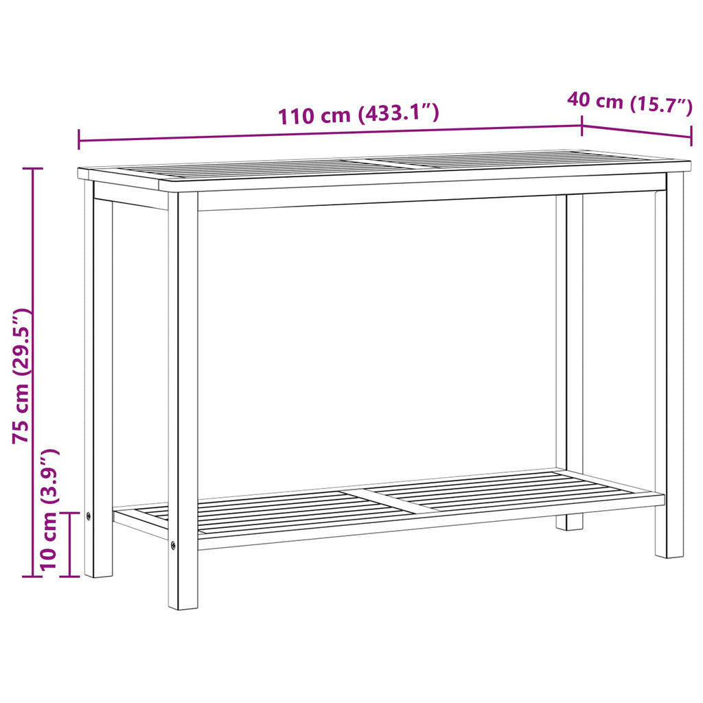 vidaXL Stół konsolowy do ogrodu Jasna akacja 110 x 40 x 75 cm