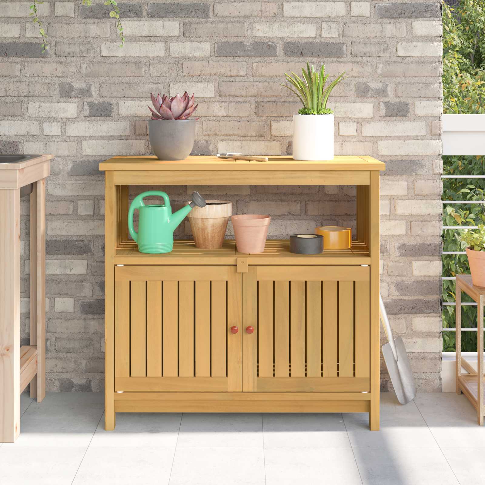 vidaXL Stół konsolowy do ogrodu Jasna akacja 80 x 35 x 75 cm