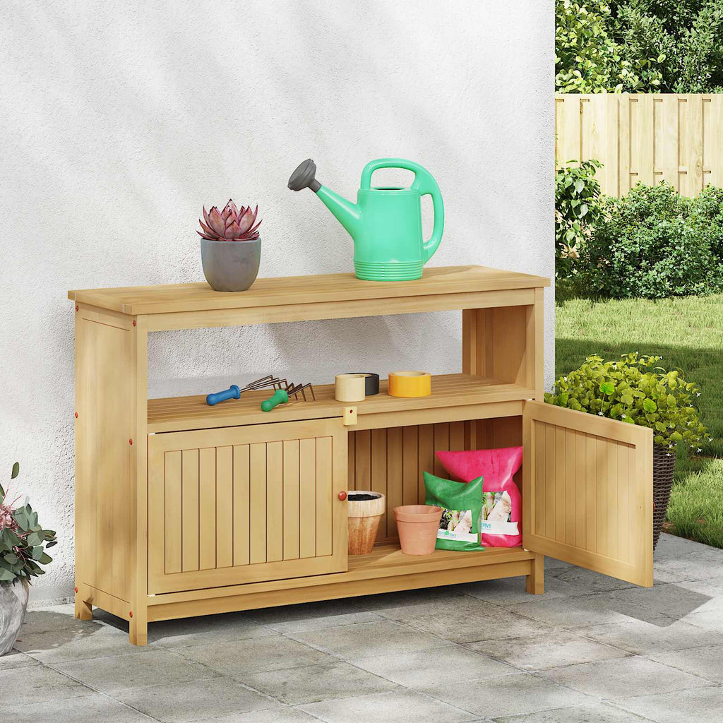 vidaXL Stół konsolowy do ogrodu z półką Jasna akacja 110 x 35 x 75 cm
