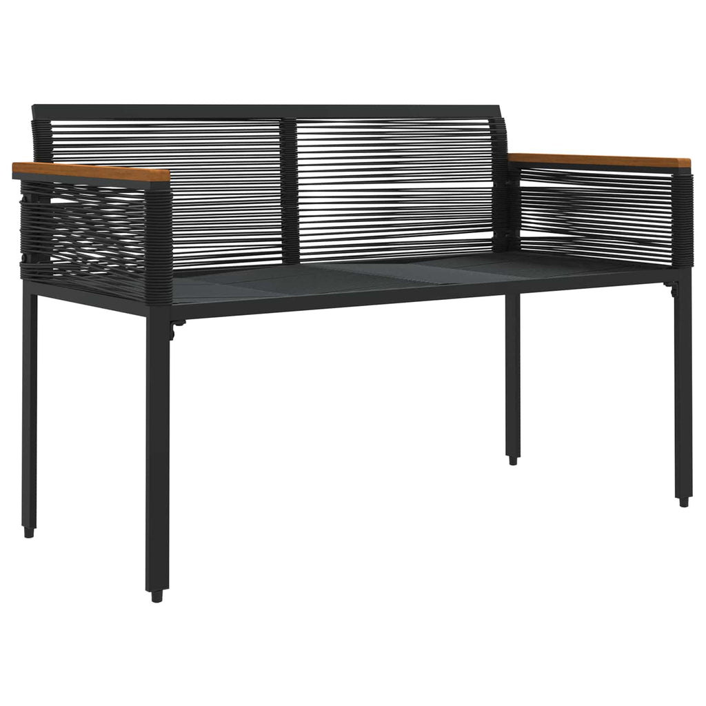 vidaXL Ławka ogrodowa z poduszką Czarny 117 x 54 x 74.5 cm polirattan