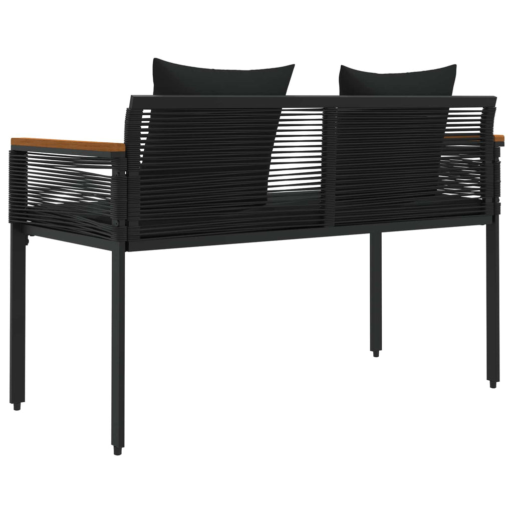 vidaXL Ławka ogrodowa z poduszką Czarny 117 x 54 x 74.5 cm polirattan