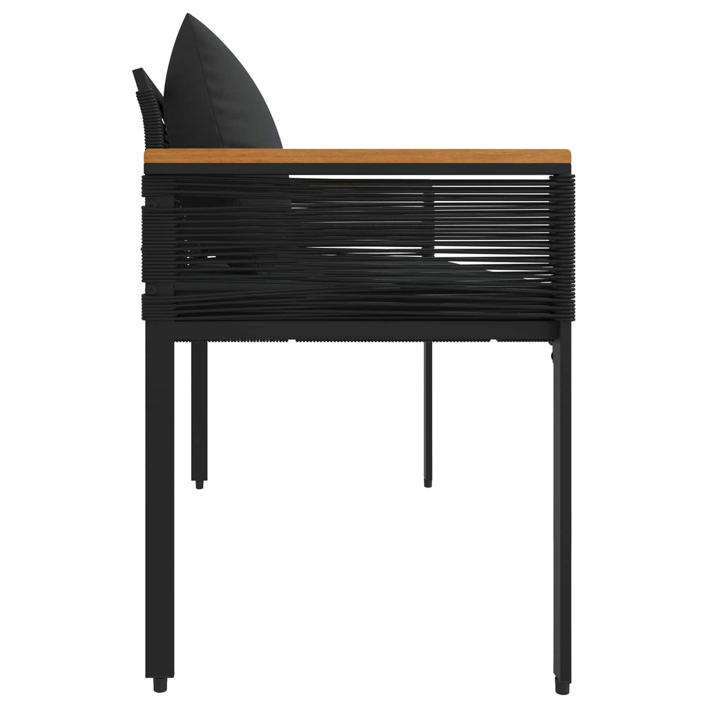 vidaXL Ławka ogrodowa z poduszką Czarny 117 x 54 x 74.5 cm polirattan