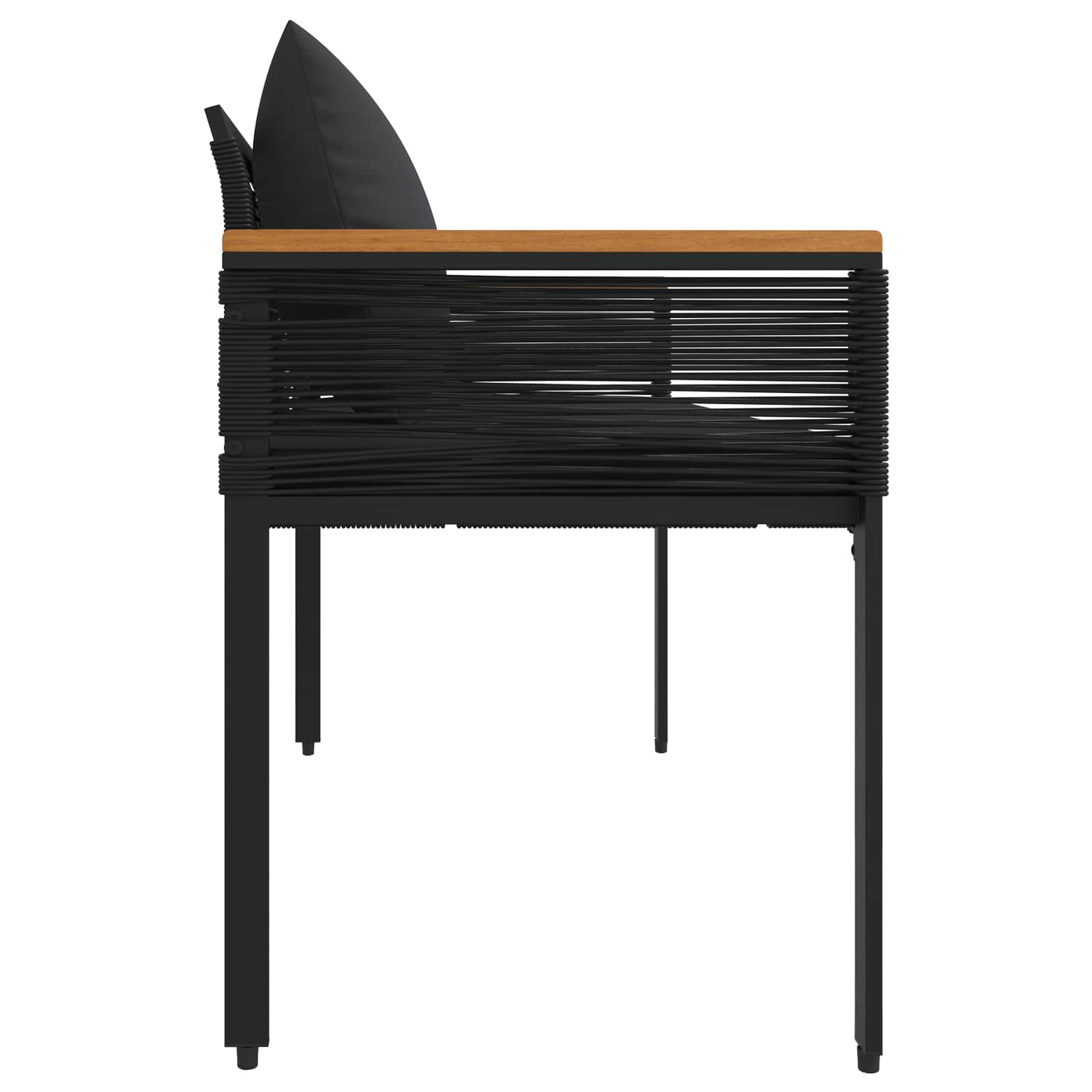 vidaXL Ławka ogrodowa z poduszką Czarny 117 x 54 x 74.5 cm polirattan
