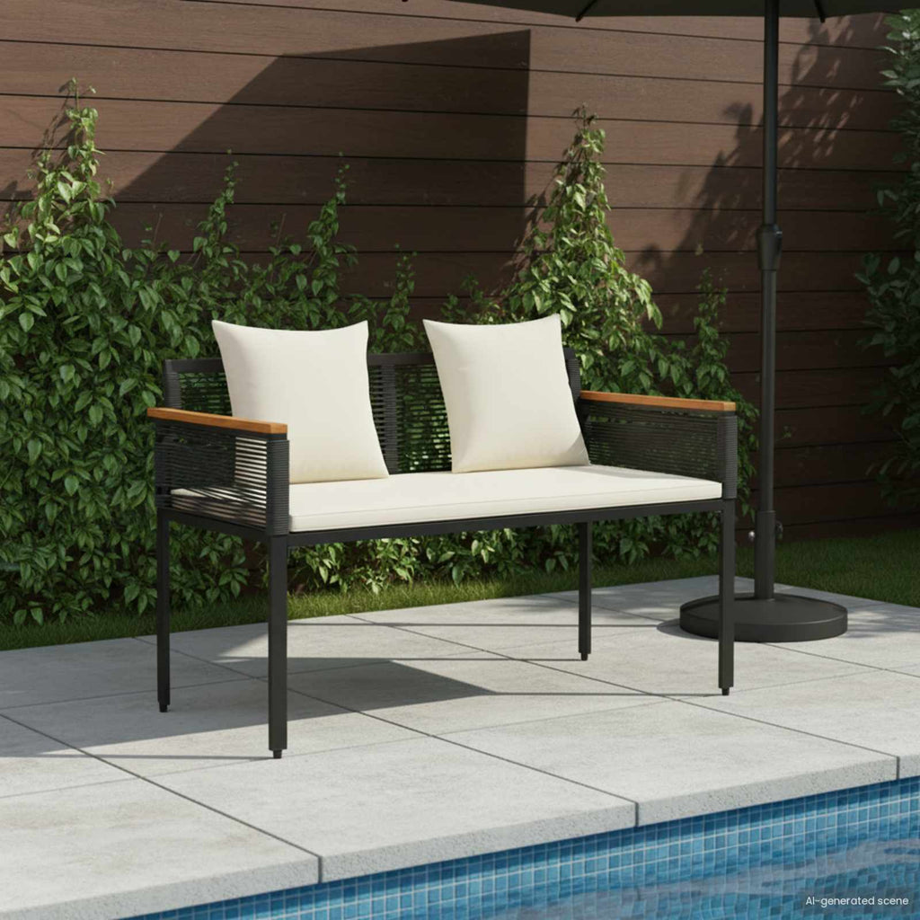 vidaXL Ławka ogrodowa Czarny i kremowo-biały 117 x 54 x 74.5 cm