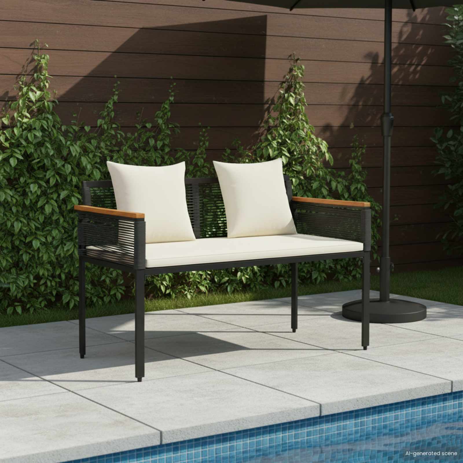 vidaXL Ławka ogrodowa Czarny i kremowo-biały 117 x 54 x 74.5 cm