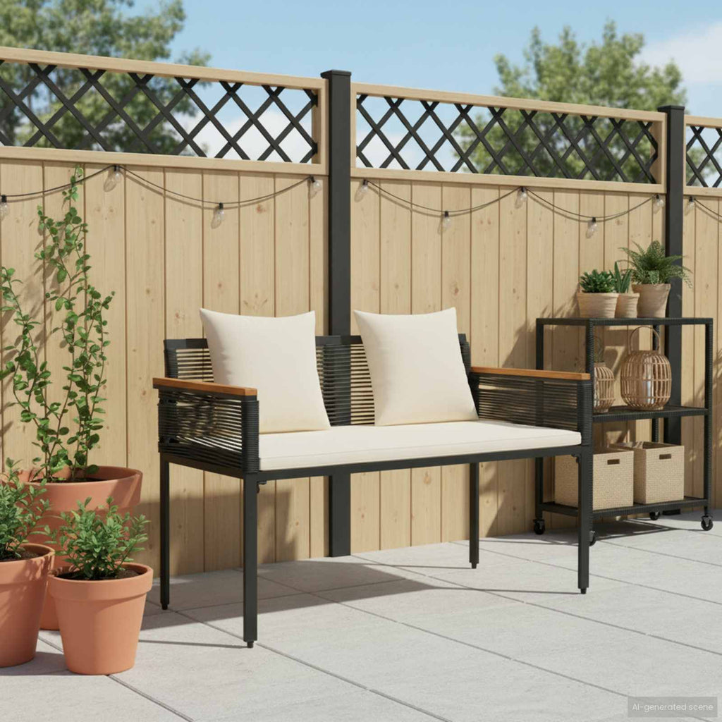 vidaXL Ławka ogrodowa Czarny i kremowo-biały 117 x 54 x 74.5 cm