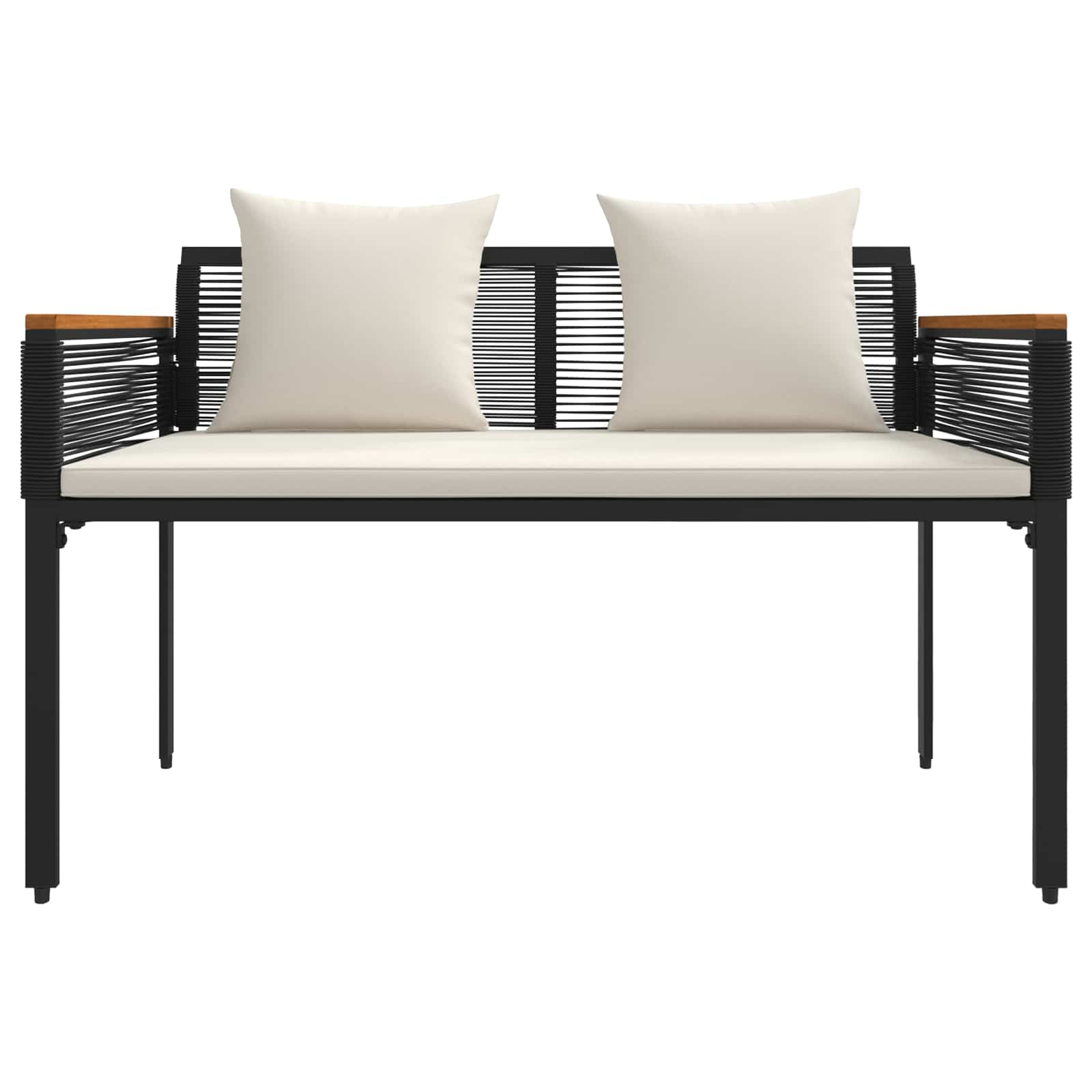 vidaXL Ławka ogrodowa Czarny i kremowo-biały 117 x 54 x 74.5 cm