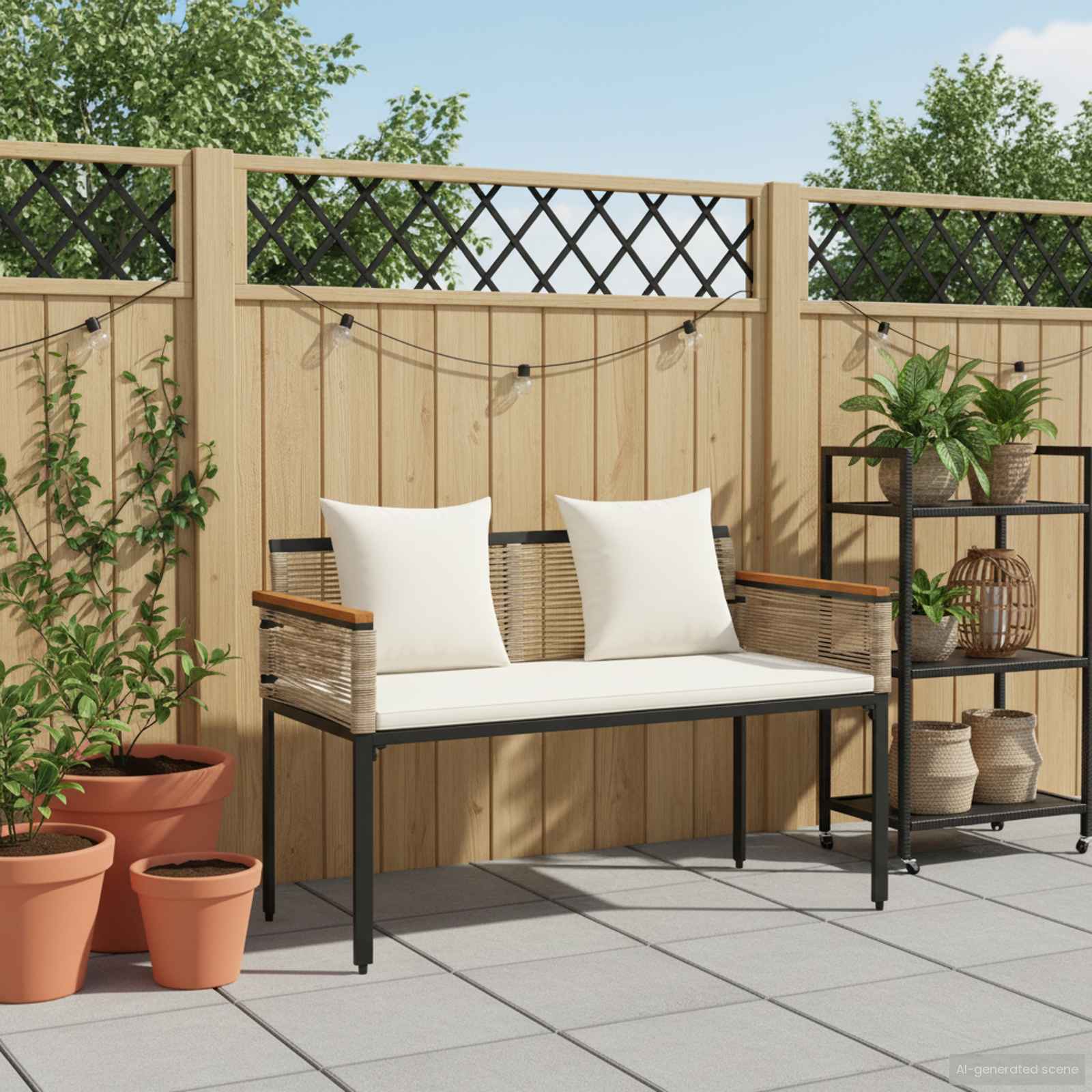 vidaXL Ławka ogrodowa Beżowy i kremowy 117 x 54 x 74.5 cm polirattan