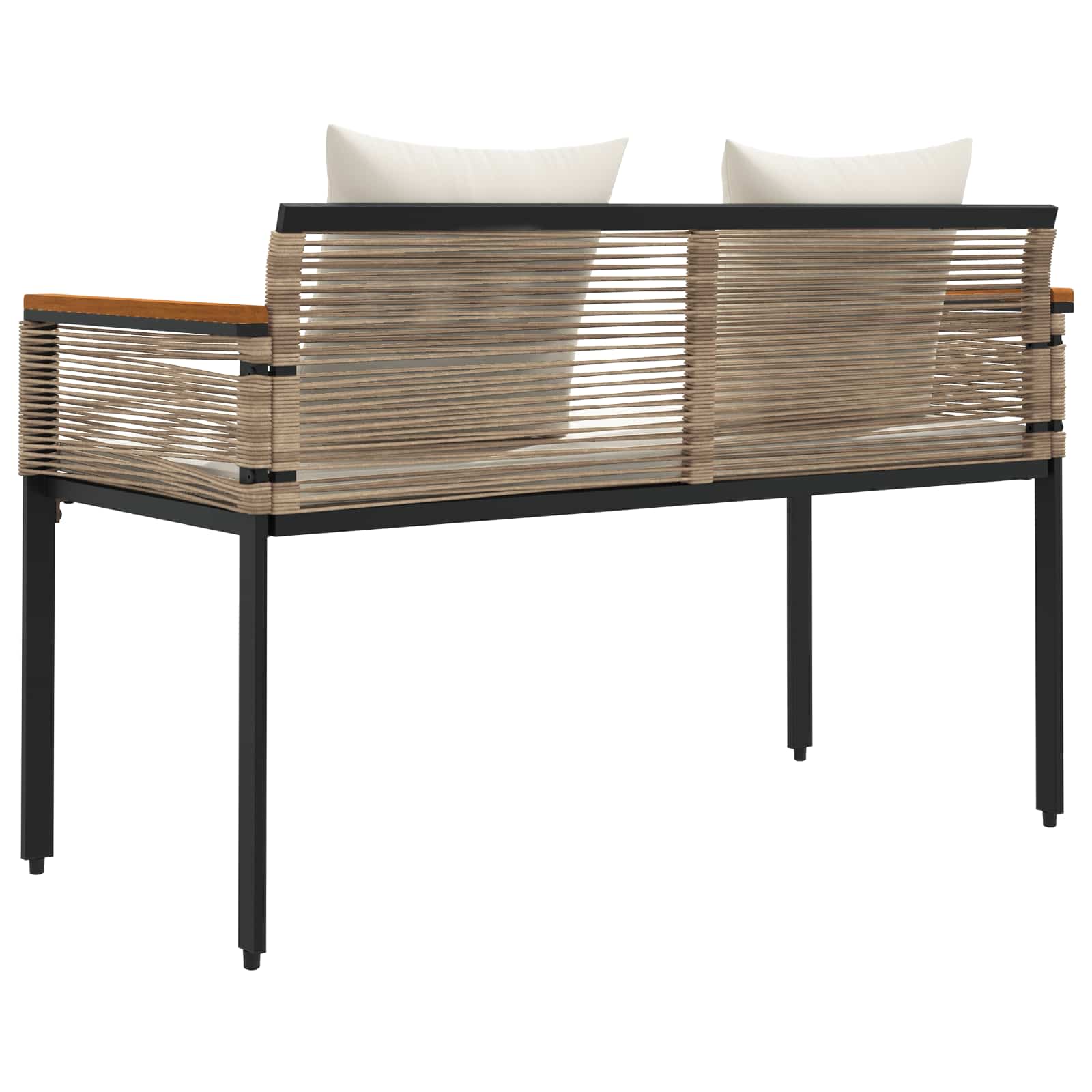 vidaXL Ławka ogrodowa Beżowy i kremowy 117 x 54 x 74.5 cm polirattan
