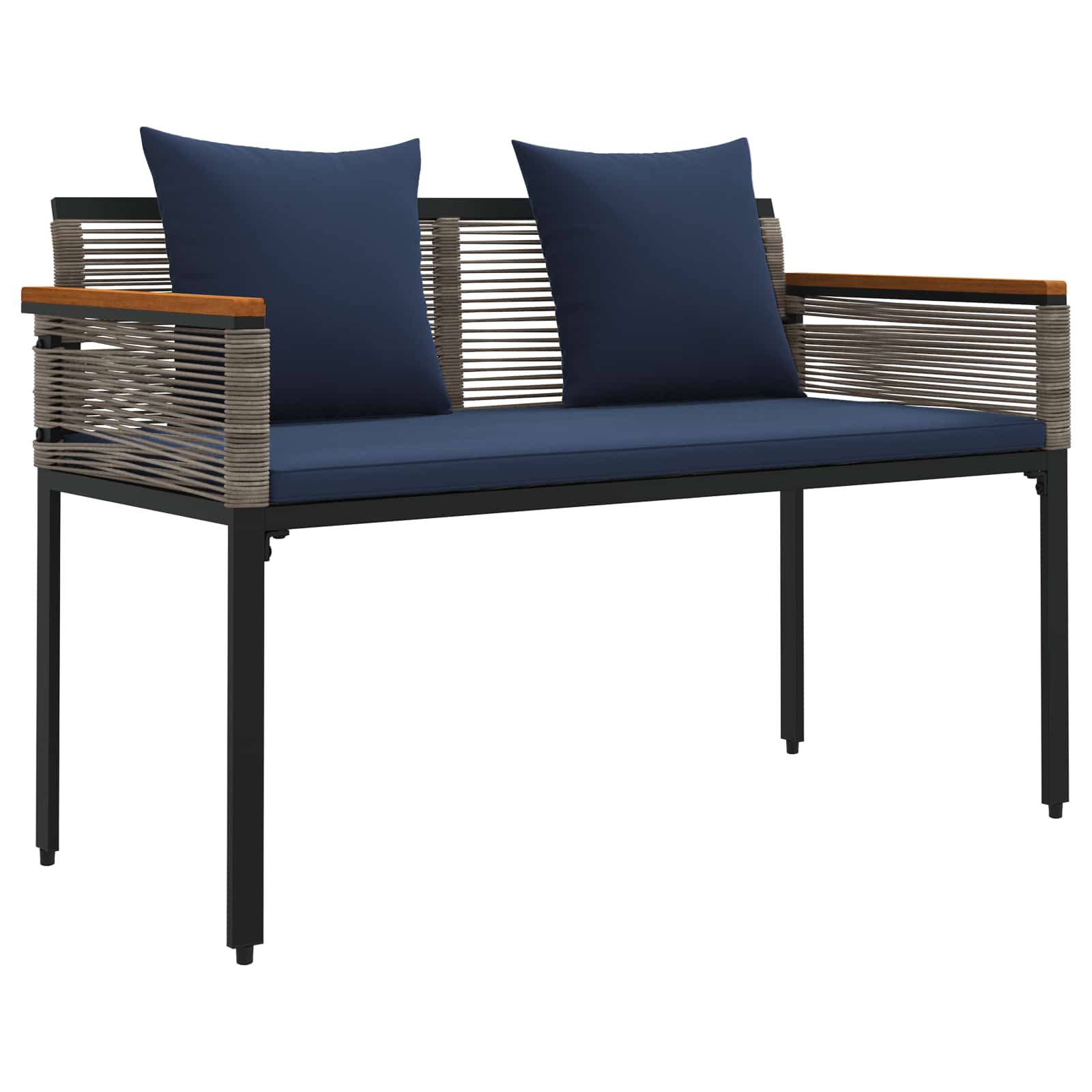 vidaXL Ławka ogrodowa Szary i granatowy 117 x 54 x 74.5 cm polirattan