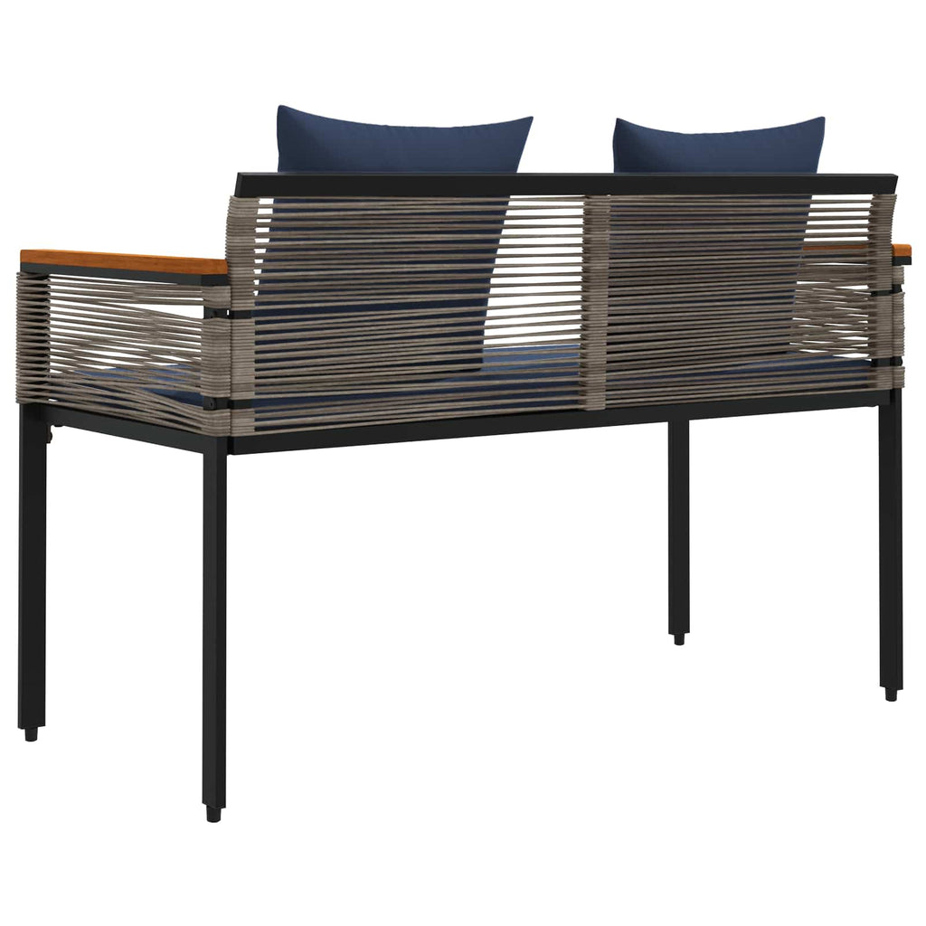 vidaXL Ławka ogrodowa Szary i granatowy 117 x 54 x 74.5 cm polirattan