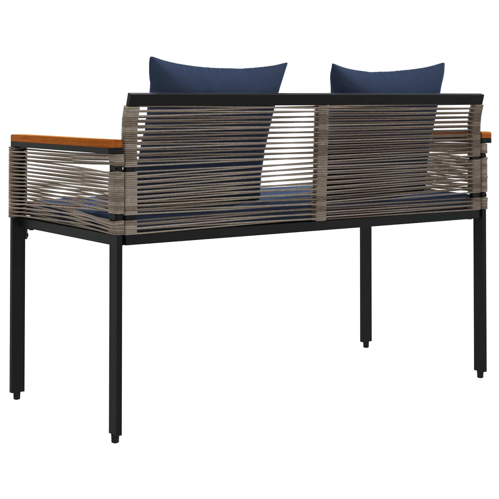 vidaXL Ławka ogrodowa Szary i granatowy 117 x 54 x 74.5 cm polirattan