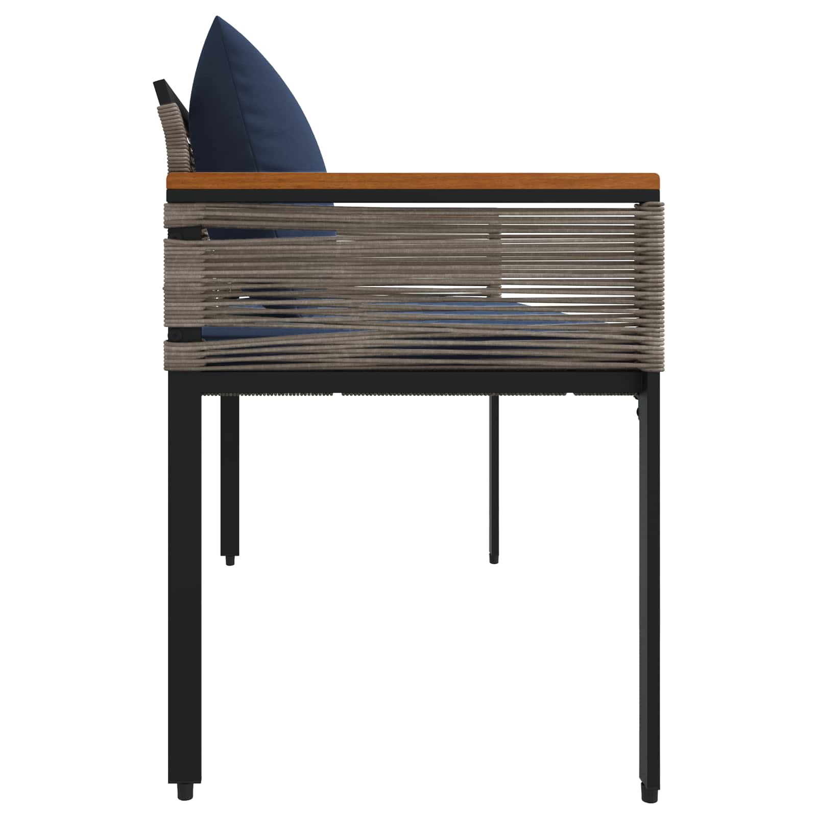 vidaXL Ławka ogrodowa Szary i granatowy 117 x 54 x 74.5 cm polirattan