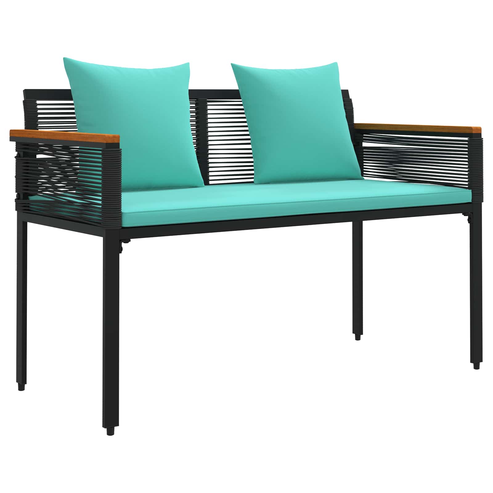 vidaXL Ławka ogrodowa Czarny i Turkusowy 117 x 54 x 74.5 cm polirattan