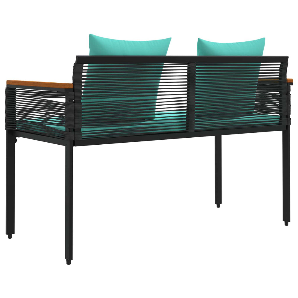 vidaXL Ławka ogrodowa Czarny i Turkusowy 117 x 54 x 74.5 cm polirattan