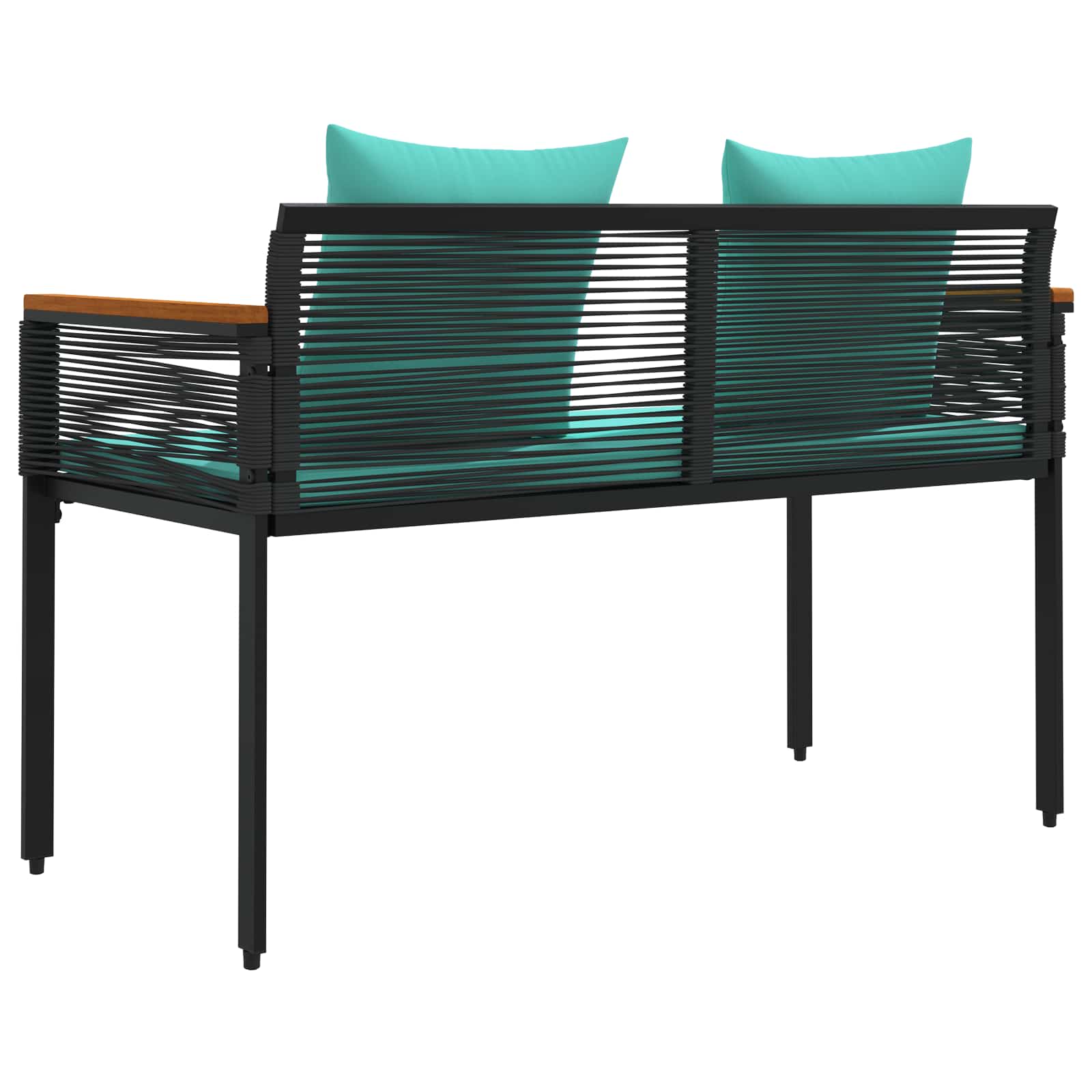 vidaXL Ławka ogrodowa Czarny i Turkusowy 117 x 54 x 74.5 cm polirattan