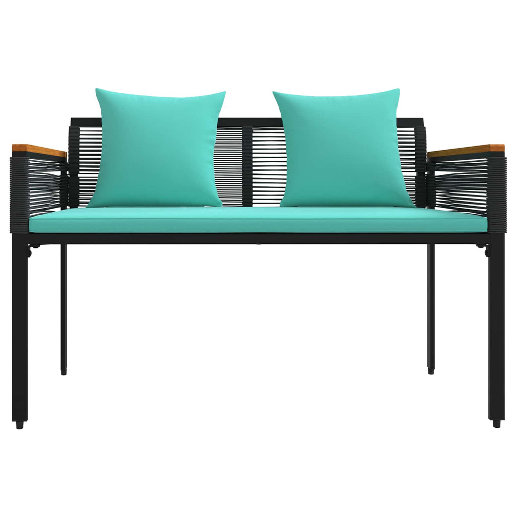 vidaXL Ławka ogrodowa Czarny i Turkusowy 117 x 54 x 74.5 cm polirattan