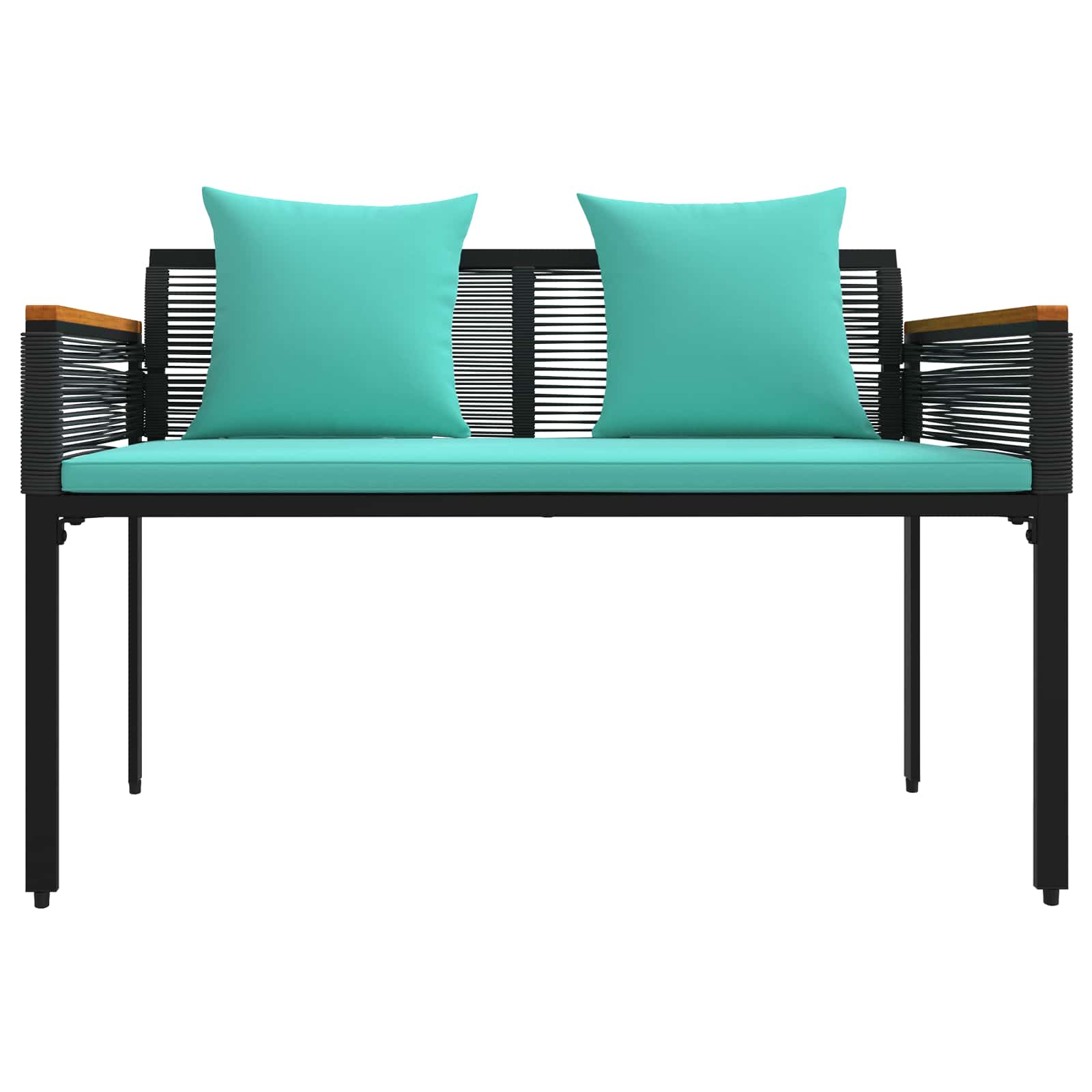 vidaXL Ławka ogrodowa Czarny i Turkusowy 117 x 54 x 74.5 cm polirattan