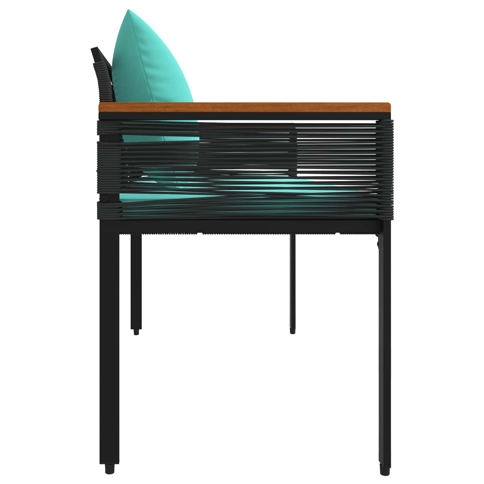 vidaXL Ławka ogrodowa Czarny i Turkusowy 117 x 54 x 74.5 cm polirattan
