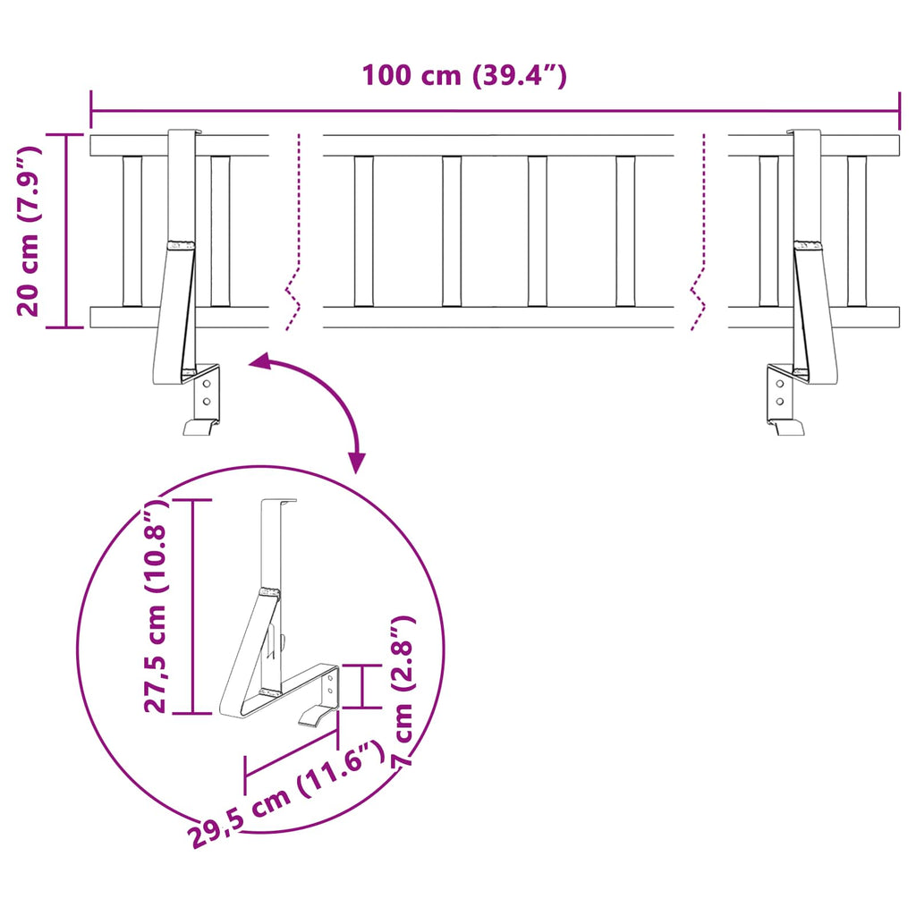 vidaXL Stróż śniegu na dachu Antracyt 100 x 29,5 x 34,5 cm Stal