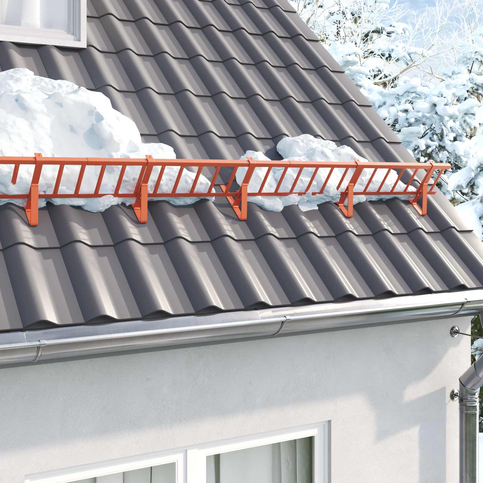vidaXL Wsparcie dla zabezpieczenia śniegu Czerwony 29,5 x 3 x 34,5 cm
