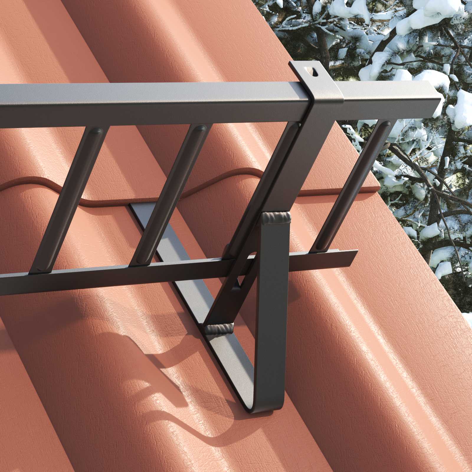 vidaXL Wsparcie dla zabezpieczenia śniegu 2 pcs Czarny Stal
