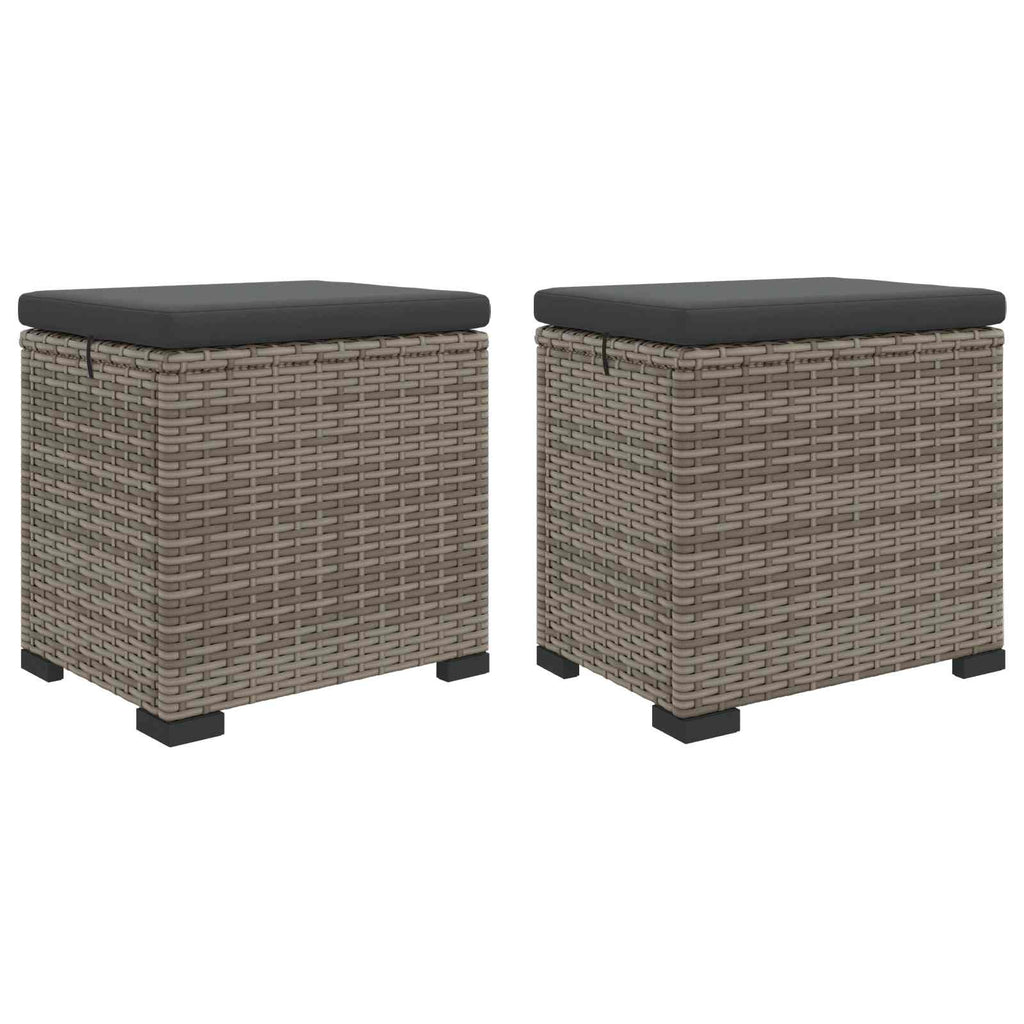 vidaXL Podnóżek ogrodowy z poduszką 2 pcs Szary polirattan