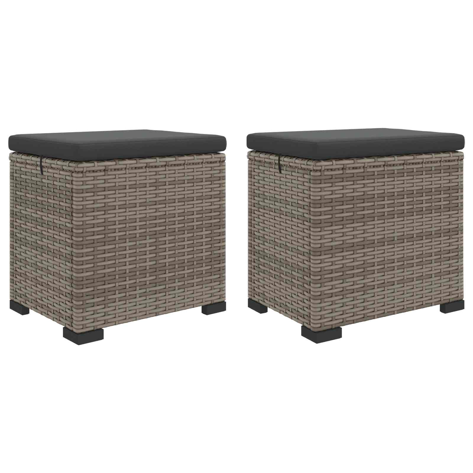 vidaXL Podnóżek ogrodowy z poduszką 2 pcs Szary polirattan