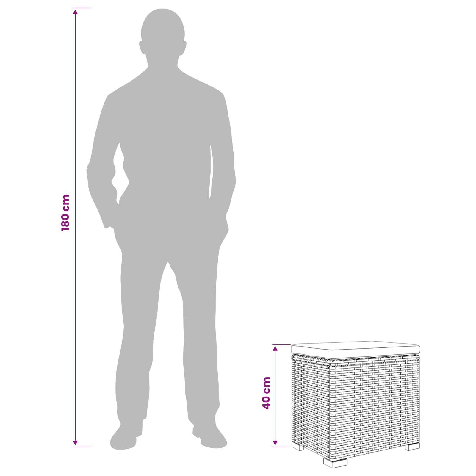 vidaXL Podnóżek ogrodowy z poduszką 2 pcs Szary polirattan
