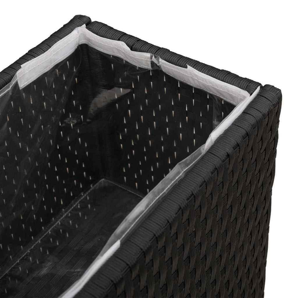 vidaXL Wysoki Doniczka Czarny 55 x 22 x 70 cm polirattan