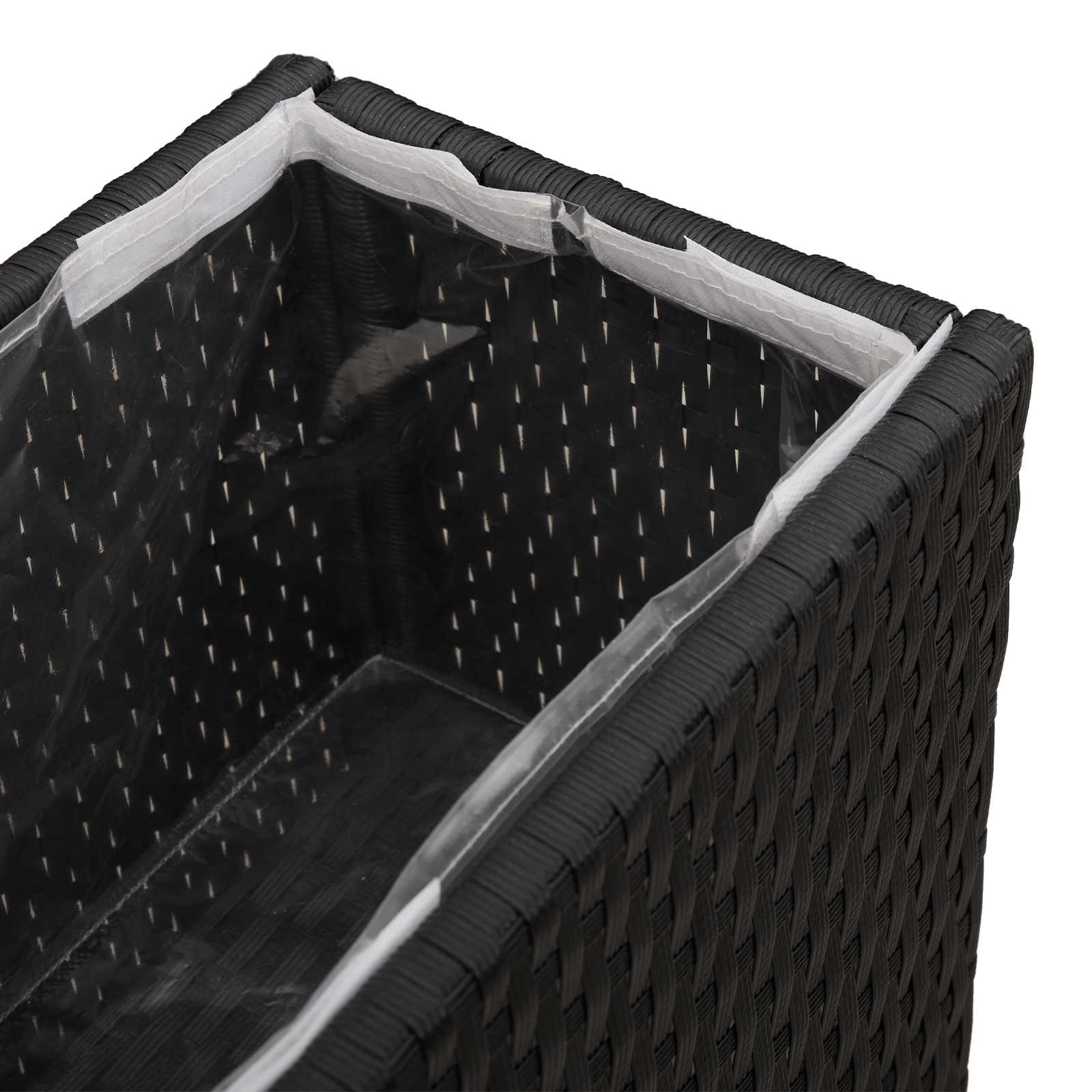vidaXL Wysoki Doniczka Czarny 55 x 22 x 70 cm polirattan