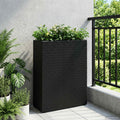 vidaXL Wysoki Doniczka Czarny 55 x 22 x 70 cm polirattan
