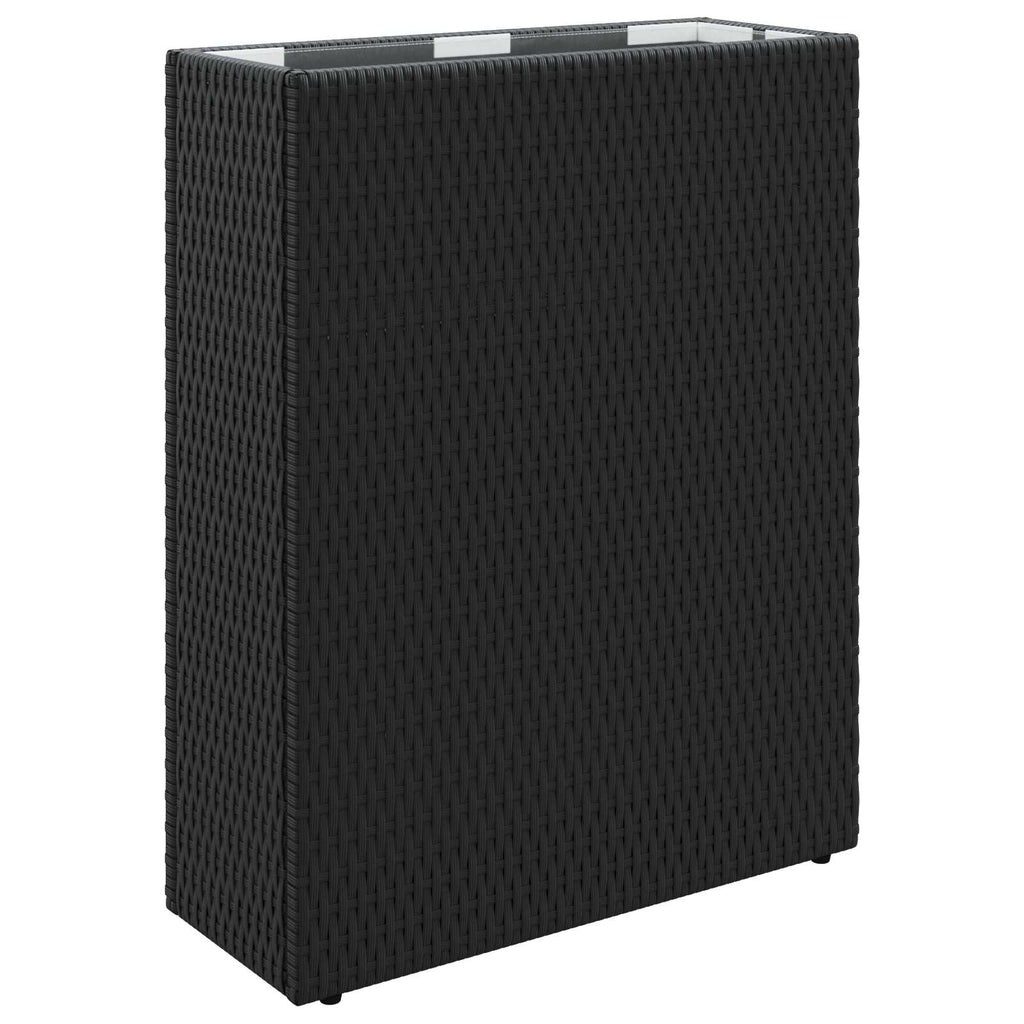 vidaXL Wysoki Doniczka Czarny 55 x 22 x 70 cm polirattan