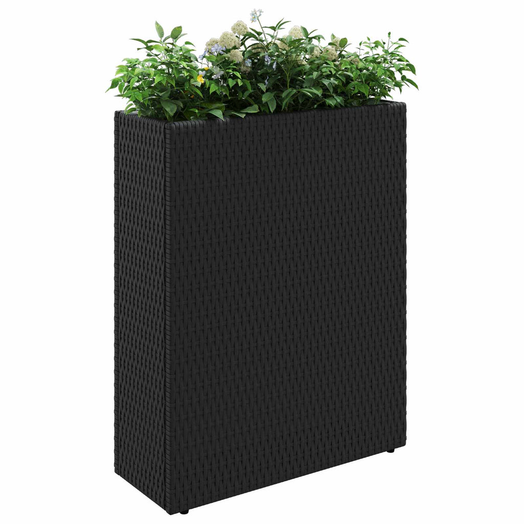 vidaXL Wysoki Doniczka Czarny 55 x 22 x 70 cm polirattan