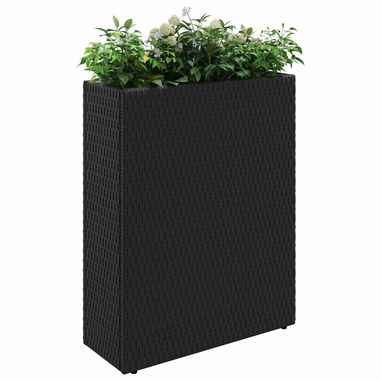 vidaXL Wysoki Doniczka Czarny 55 x 22 x 70 cm polirattan