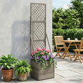 vidaXL Donica ogrodowa z trellem Szary 35 x 30 x 135 cm polirattan