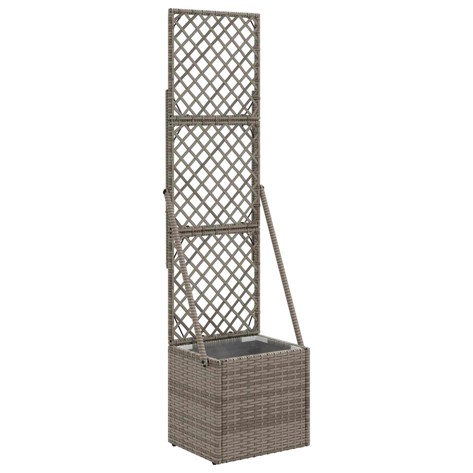 vidaXL Donica ogrodowa z trellem Szary 35 x 30 x 135 cm polirattan