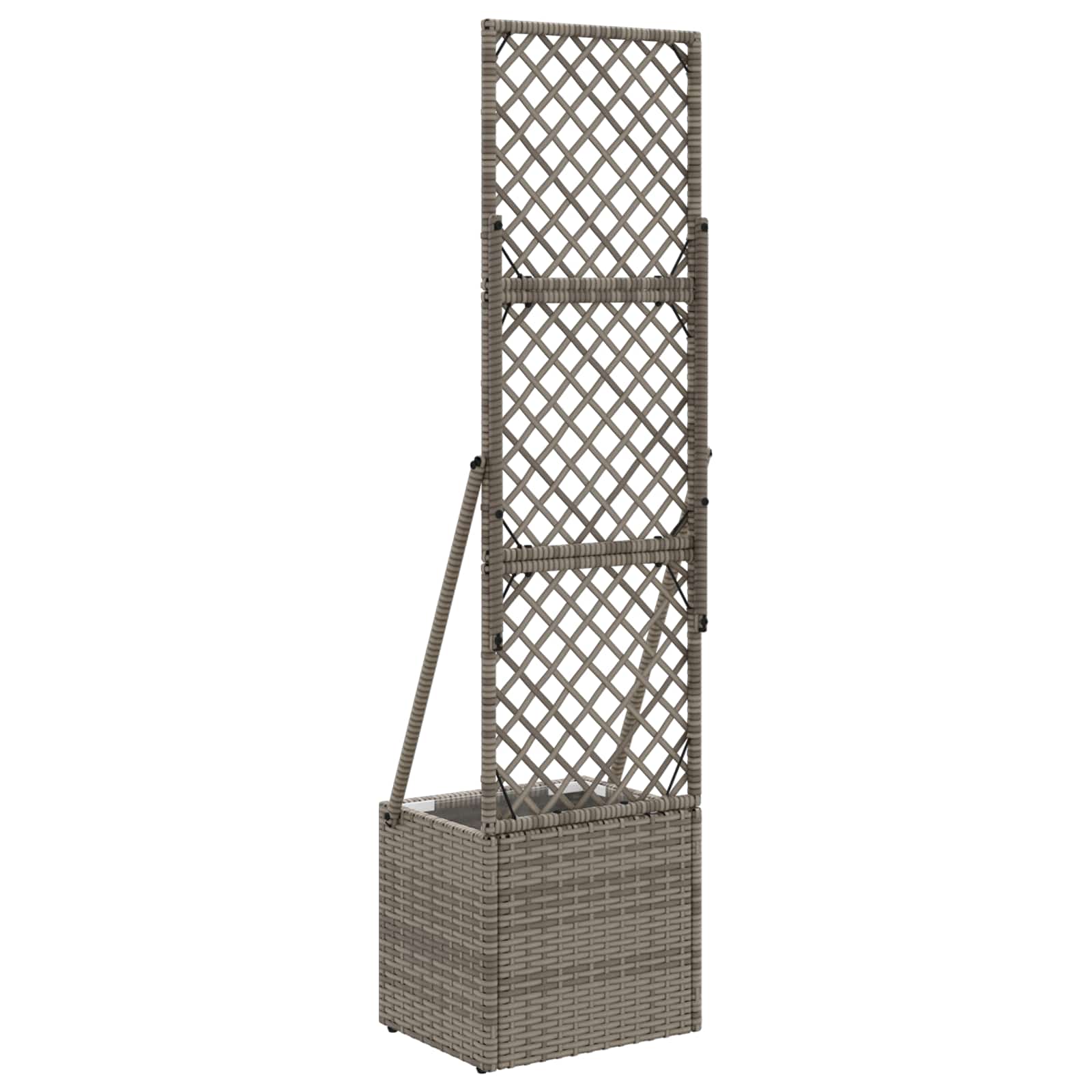 vidaXL Donica ogrodowa z trellem Szary 35 x 30 x 135 cm polirattan